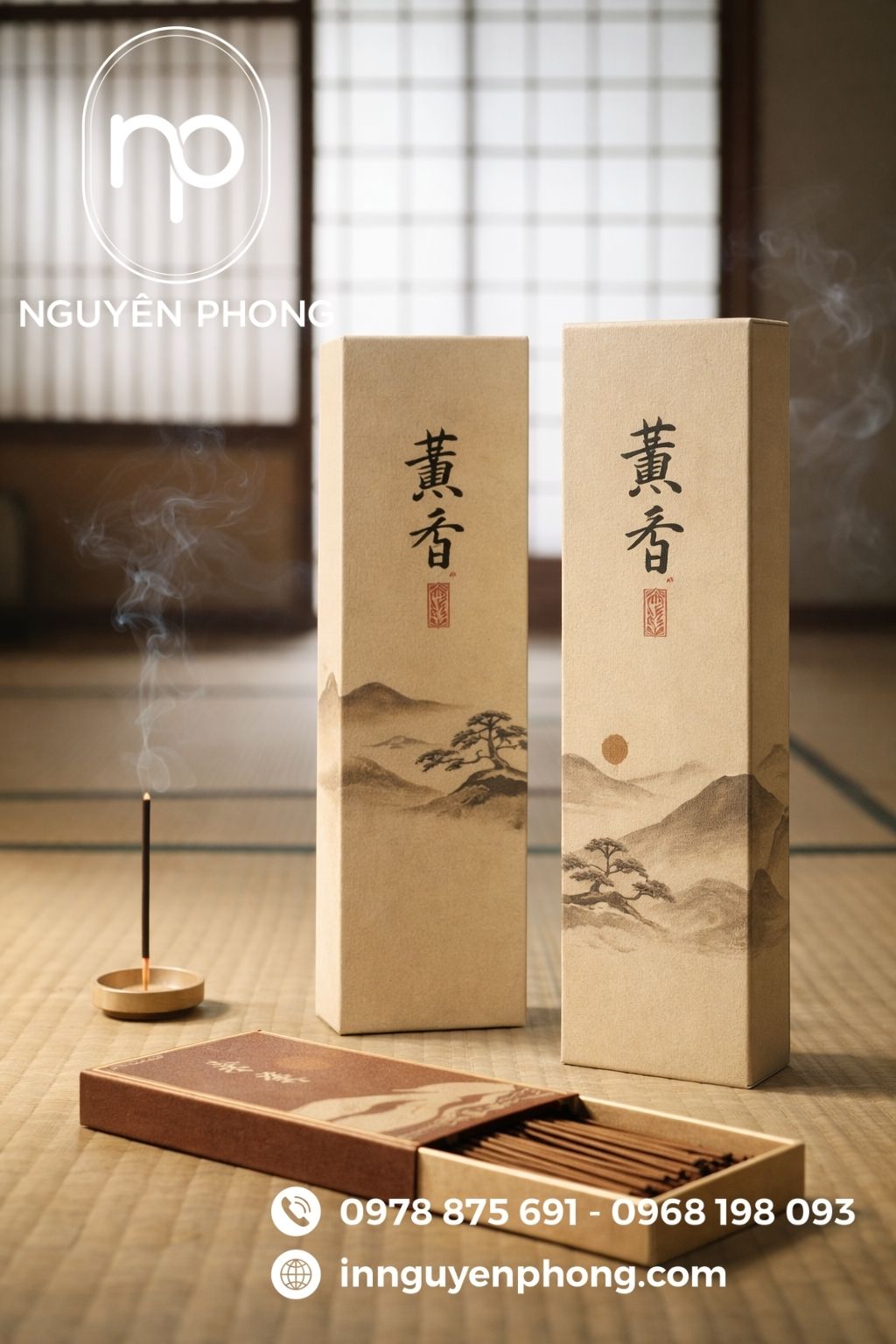 Mẫu in hộp đựng nhang trầm chất lượng 